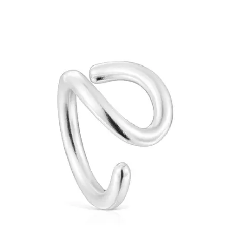 Fashion Anillo abierto de plata Bent Anillos De Plata | Anillos Medianos