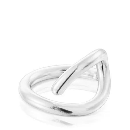 Fashion Anillo abierto de plata Bent Anillos De Plata | Anillos Medianos