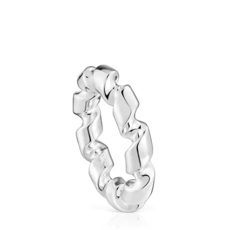 Discount Anillo grande espiral de plata Twisted Anillos De Plata