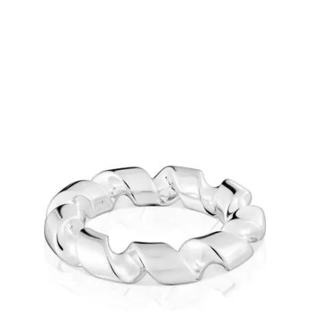 Discount Anillo grande espiral de plata Twisted Anillos De Plata