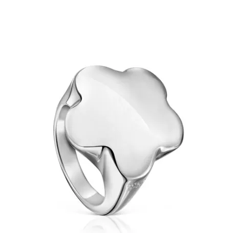 Discount Anillo sello de flor Bold Motif Anillos De Plata | Anillos Grandes