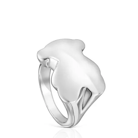 Online Anillo sello de oso Bold Motif Anillos De Plata | Anillos Grandes