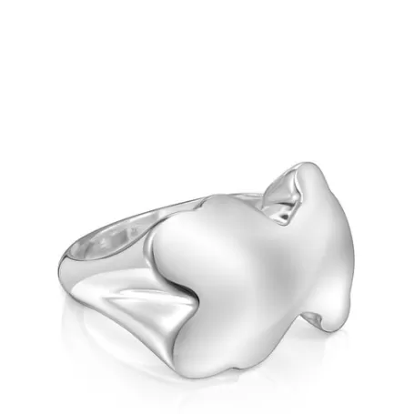 Online Anillo sello de oso Bold Motif Anillos De Plata | Anillos Grandes