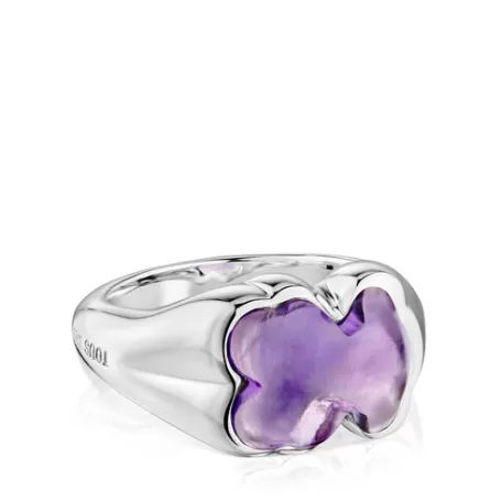 Shop Anillo sello oso de y amatista Bold Motif Anillos De Plata