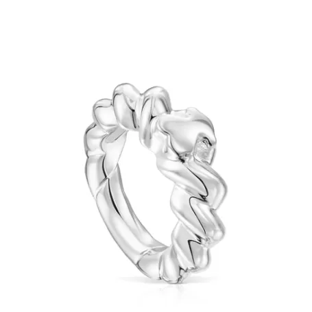 Fashion Anillo trenzado de plata motivo oso Twisted Anillos De Plata | Anillos Pequeños