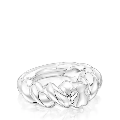 Fashion Anillo trenzado de plata motivo oso Twisted Anillos De Plata | Anillos Pequeños