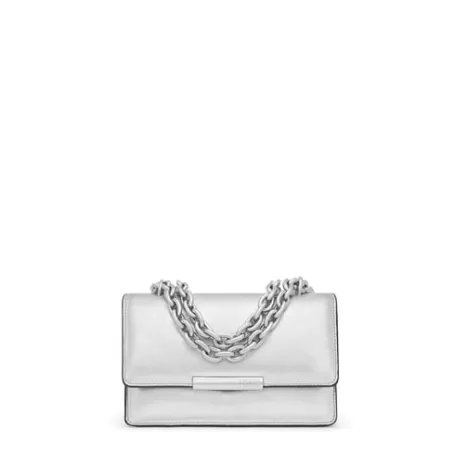 Outlet Bandolera pequeña plata Audree Leather Bandoleras | Bolsos De Piel