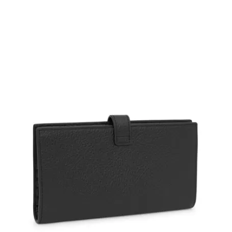 Sale Billetera grande Flap de piel negra Miranda Bolsos De Piel | Carteras Y Monederos