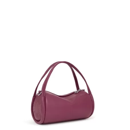 Outlet Bolso Duffle pequeño de piel burdeos Miranda Bolsos Hombro | Bolsos De Piel