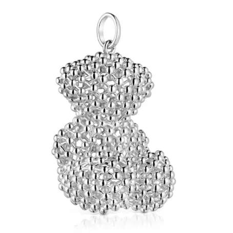 Outlet Colgante oso grande texturizado de plata Bold Bear Colgantes De Plata | Colgantes Grandes