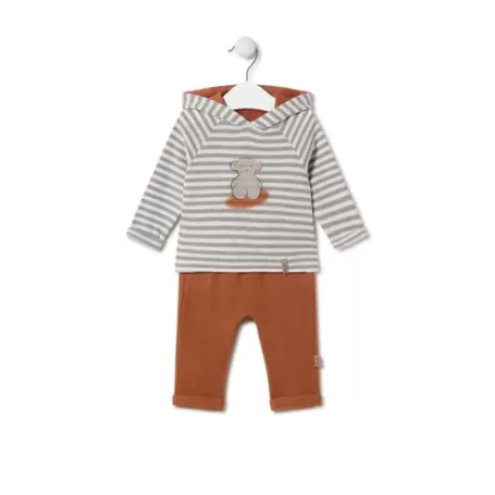 Best Sale Conjunto de niño a rayas con oso Grey único Vestidos Y Conjuntos | Conjuntos