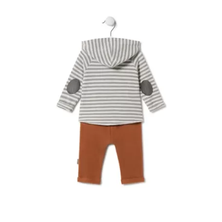 Best Sale Conjunto de niño a rayas con oso Grey único Vestidos Y Conjuntos | Conjuntos