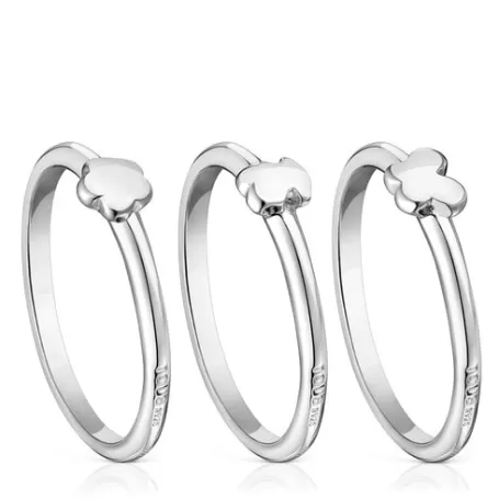 Hot Pack de tres anillos de plata motivos Bold Motif Anillos De Plata | Anillos Pequeños