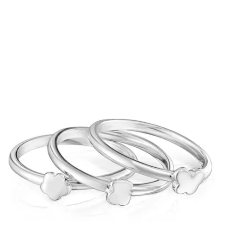 Hot Pack de tres anillos de plata motivos Bold Motif Anillos De Plata | Anillos Pequeños