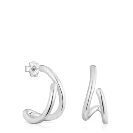 Sale Pendientes aro de plata Bent Pendientes De Plata | Pendientes Aro