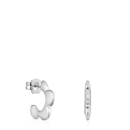 Discount Pendientes aro de plata flor Bold Motif Pendientes De Plata