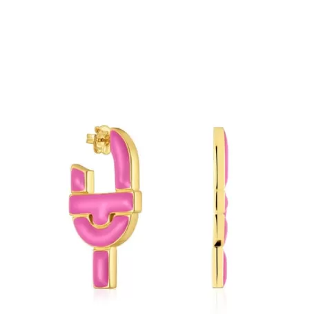 Hot Pendientes aro de plata y esmalte fucsia MANIFESTO Pendientes De Plata | Pendientes Aro