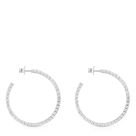 Outlet Pendientes aro grandes disco de plata Straight Pendientes De Plata | Pendientes Aro