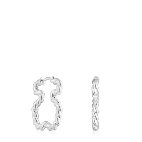 Store Pendientes con silueta oso Twisted Pendientes De Plata | Pendientes Aro