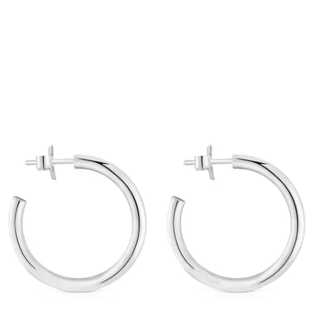 Clearance Pendientes de aro largos de 24 mm Basicos Pendientes De Plata | Pendientes Aro