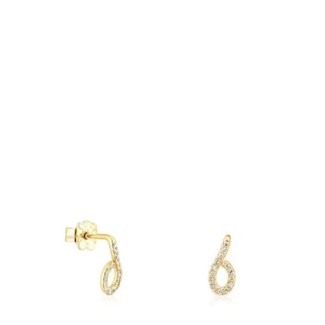 Clearance Pendientes de oro con diamantes Bent Pendientes De Oro | Pendientes Pequeños