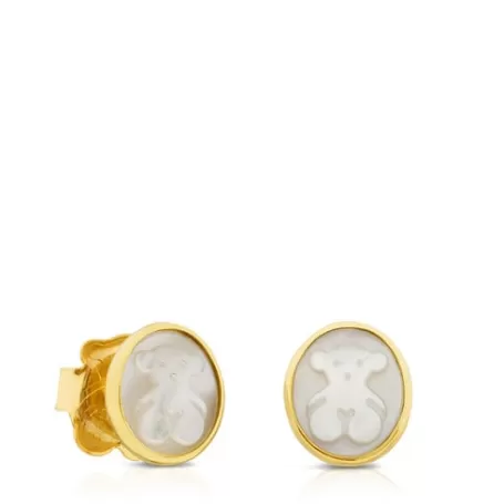 Cheap Pendientes de oro con nácar 0,8cm. Camee Pendientes De Oro | Pendientes Pequeños