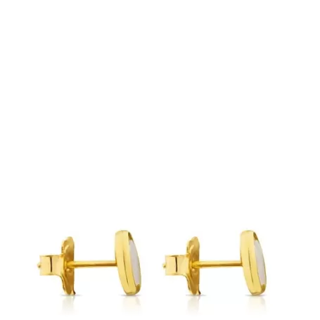 Cheap Pendientes de oro con nácar 0,8cm. Camee Pendientes De Oro | Pendientes Pequeños