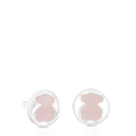 Hot Pendientes de con cuarzo rosa Camille Pendientes De Plata | Pendientes Pequeños