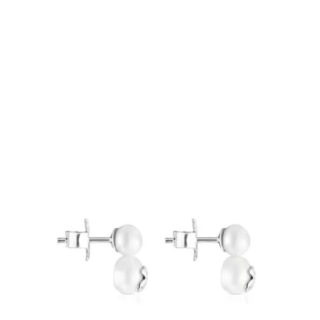 Hot Pendientes de plata con dos perlas Icon Pearl Pendientes De Plata | Pendientes Con Perlas