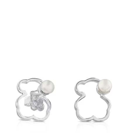 Sale Pendientes de plata con perla cultivada 1,4cm Silueta Pendientes De Plata | Pendientes Pequeños