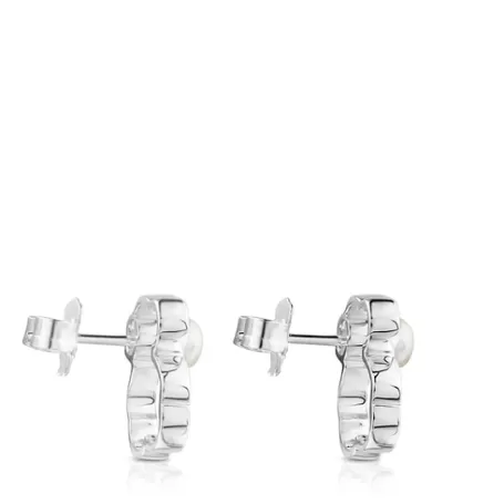 Sale Pendientes de plata con perla cultivada 1,4cm Silueta Pendientes De Plata | Pendientes Pequeños