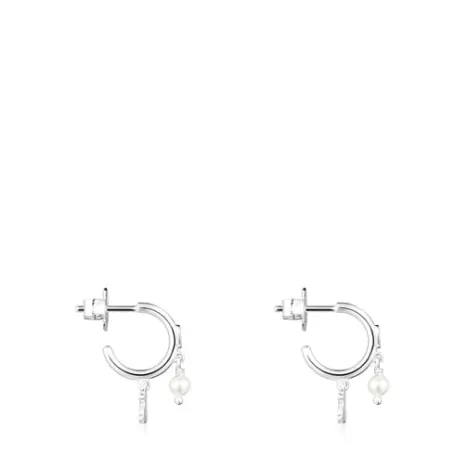 Hot Pendientes de plata y perlas Cool Joy Pendientes De Plata | Pendientes Aro