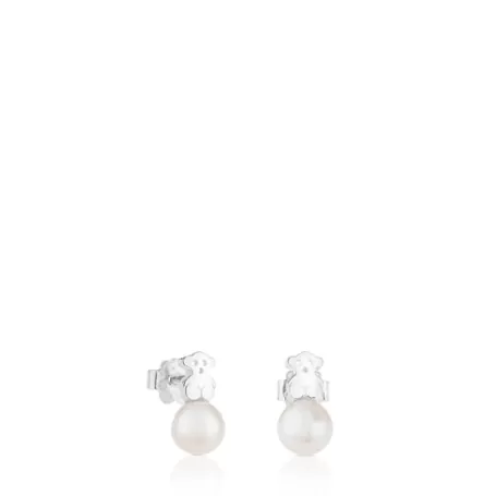 Hot Pendientes de plata y perlas cultivadas Puppies Pendientes De Plata | Pendientes Pequeños