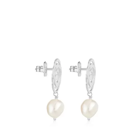 Outlet Pendientes de plata y perlas cultivadas Rosa de Abril Pendientes De Plata | Pendientes Con Perlas