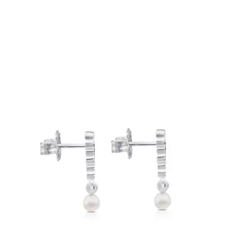 Store Pendientes de plata y perlas Straight Pendientes De Plata | Pendientes Con Perlas