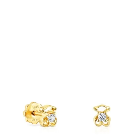 Outlet Pendientes en amarillo y diamante Bear Pendientes De Oro | Pendientes Pequeños