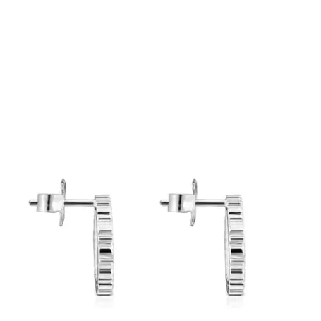 Cheap Pendientes medianos disco de plata Straight Pendientes De Plata