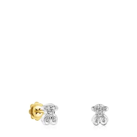 Discount Pendientes oso de oro blanco y diamantes Puppies Pendientes Pequeños