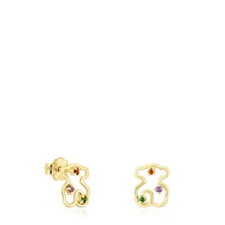 Best Sale Pendientes oso de oro y gemas Tsuri Pendientes De Oro | Pendientes Pequeños