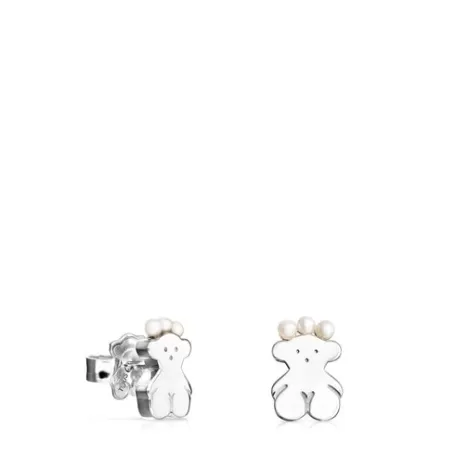 Flash Sale Pendientes oso de plata y perlas Real Sisy Pendientes De Plata | Pendientes Pequeños