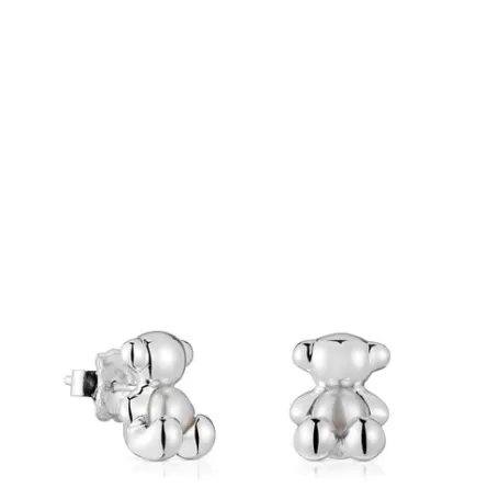 Online Pendientes oso pequeños de plata y nácar Bold Bear Pendientes De Plata | Pendientes Pequeños