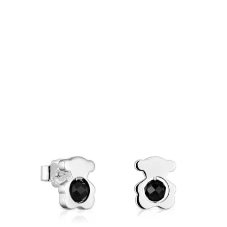 Hot Pendientes pequeños oso de con ónix 10 mm I-Bear Pendientes De Plata | Pendientes Pequeños