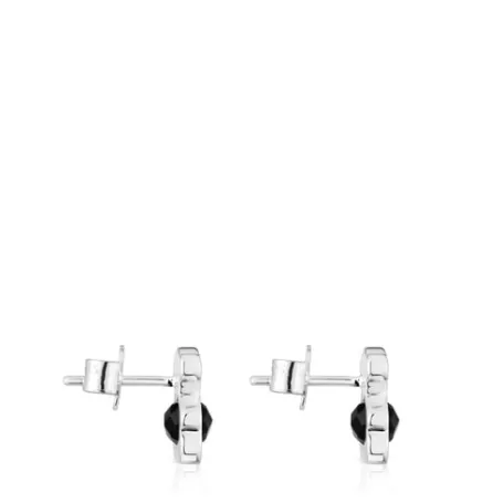 Hot Pendientes pequeños oso de con ónix 10 mm I-Bear Pendientes De Plata | Pendientes Pequeños