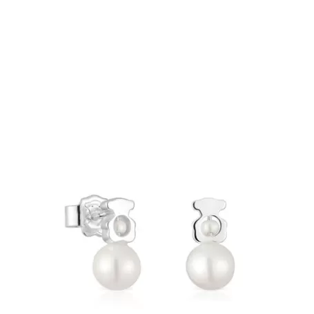 Outlet Pendientes pequeños oso de con perlas cultivadas I-Bear Pendientes De Plata | Pendientes Pequeños