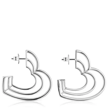 Online Pendientes triple corazón de Bickie Pendientes De Plata | Pendientes Aro