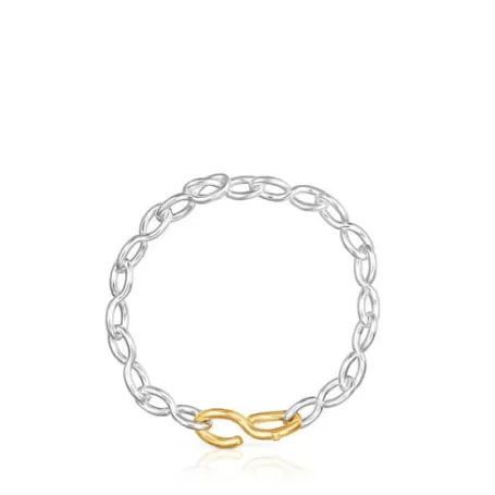 Best Pulsera bicolor Bent Pulseras De Plata | Pulseras De Cadena