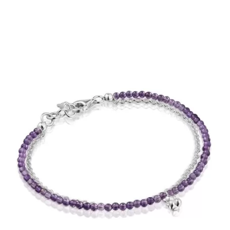 Best Pulsera de y amatista Bold Bear Pulseras De Plata | Pulseras De Cadena