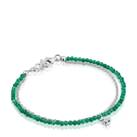 Best Sale Pulsera de y calcedonia verde tratada Bold Bear Pulseras De Plata | Pulseras De Cadena