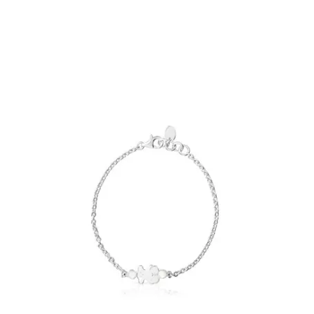 Hot Pulsera de plata y perlas motivo oso Real Sisy Pulseras De Plata | Pulseras De Perlas