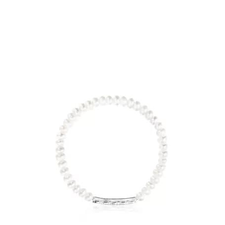 Shop Pulsera de plata y perlas Straight Pulseras De Plata | Pulseras De Perlas